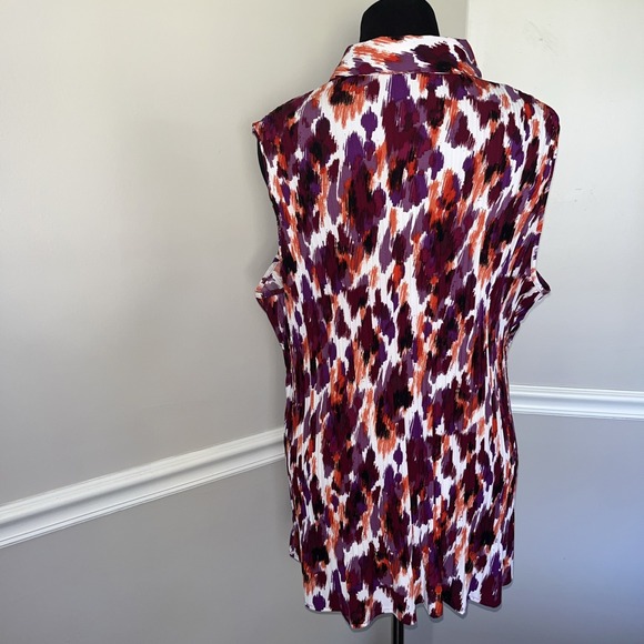 Maggie Barnes Top Women's Sleeveless Button Up Tunic Purple 3X 26/28W‎ - Picture 2 of 8